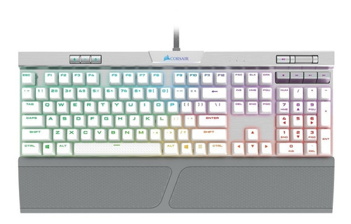 Teclado gamer Corsair K70 RGB MK.2 SE QWERTY Cherry MX Speed inglés US color silver con luz RGB