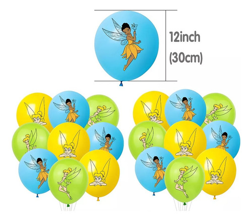 Kit Globos Tinkerbell De Cumpleaños Decoración Temática