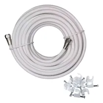 Comprar Cable Coaxial Rg6 Awg18 De 15 Mts Blanco Conectores+ Grampas
