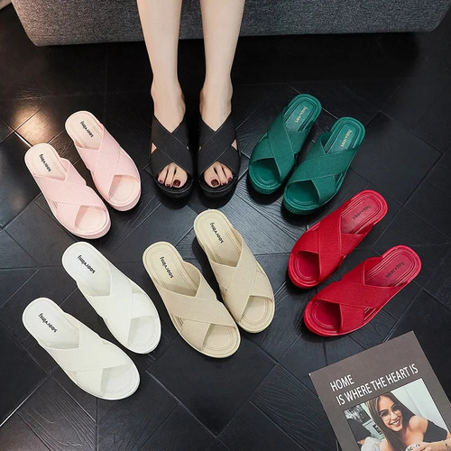 Sandalias De Tacón De Cuña Para Mujer, Zapatillas De Playa A