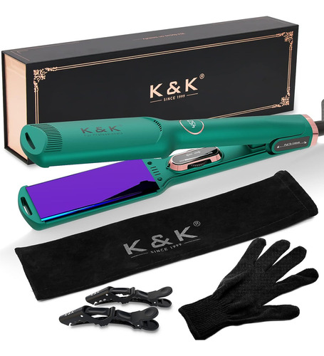 K&k Flat Iron Hair Placa Ancha De 1,75 Pulgadas Para Cabe...