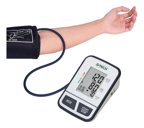 Medidor De Pressão Arterial Esfigmomanometro Digital Braço Cor Branco
