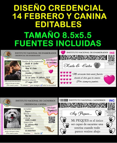 Diseño Credencial Ine Amor 14 Febrero Y Canino
