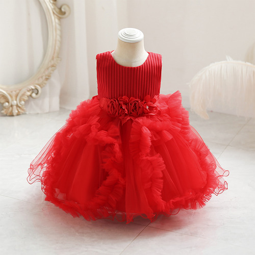 Vestido De Princesa Con Flores Para Niñas De 0 A 12 Meses, B
