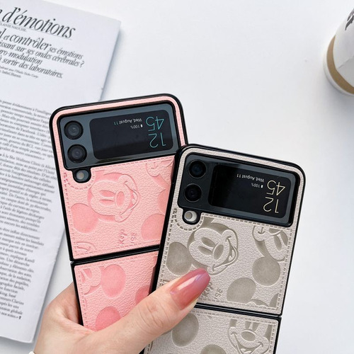 Funda Capa Mickey Leather Para Galaxy Z Flip 5 4 3 6 Z Flod 2 3 4 5 6 Find N2 N3 X Flip Xiaomi Mixflip Mix Flip