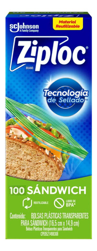 Ziploc bolsas para sándwich 100 bolsas