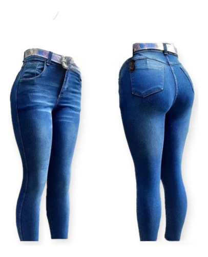 Jeans De Dama Elastizado Chupin Localizado Rasgado Chupin