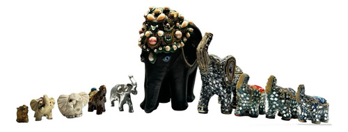 Antiguas 5 Figuras De Elefantes Orientales Varias