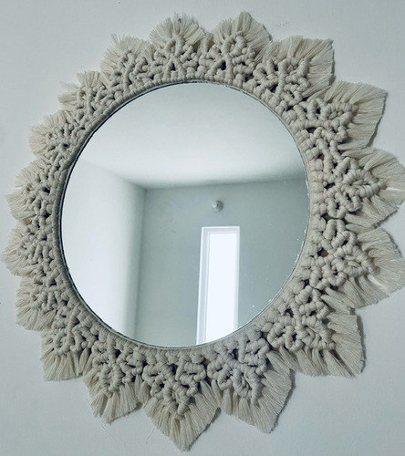 Espejo De Macrame Redondo Estilo Boho