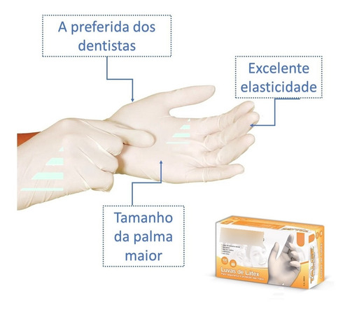 Luvas descartáveis Talge cor natural tamanho M de látex com pó x 100 unidades
