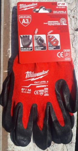 Imagen 2 de 10 de Guantes N3 Talla M Bañados En Nitrilo Milwaukee 48228931