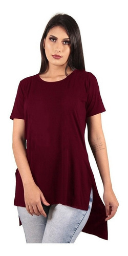 Imagem 1 de 5 de Kit 10 Camiseta Long Feminina Lisas Alongada Roupa Tumblr