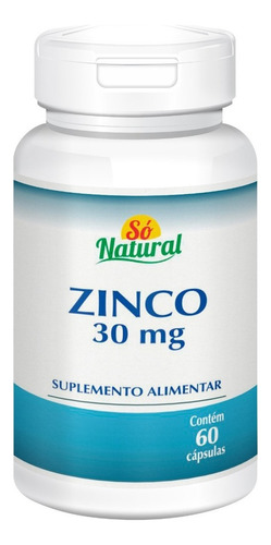 Zinco 30 Mg 60 Cápsulas Só Natural Suplemento Quelato