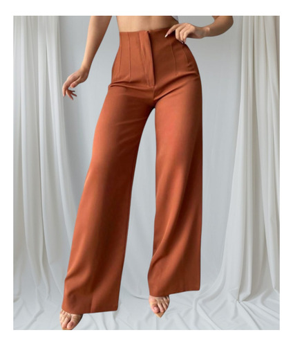 Pantalón Con Pinzas Acampanado Ancho De Vestir Para Mujer