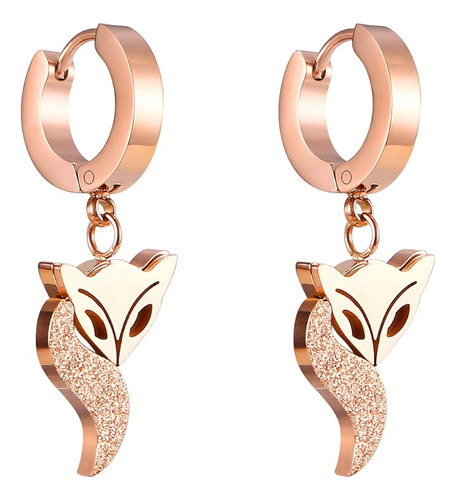 Aretes De Zorro Zorrito Mujer Chapados En Oro Rosa De 18k De Aro Gota Argolla Pendientes Colgantes Para Mujeres Arracadas