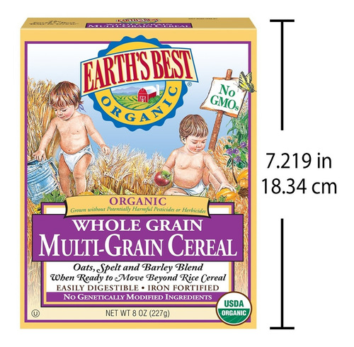 Cereal Multigrano Orgánico Comida Para Bebés Earth Best 227g