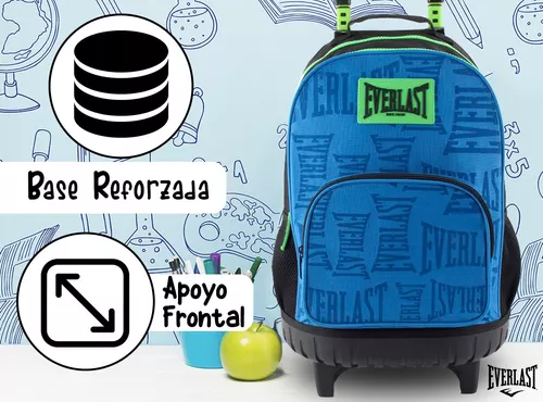 Mochila Carrito Carro Escolar Everlast Gran Capacidad Base Reforzada Manija  Telescopica Extensible Ruedas Original Hb