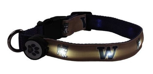 Collar Ligero Ncaa Washington Huskies Led Hasta Perros, Medi