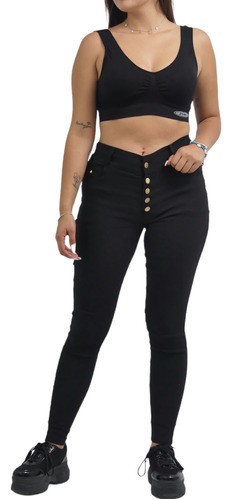 Pantalón Leggins Mujer Tipo Jeans Elásticados Color Negro