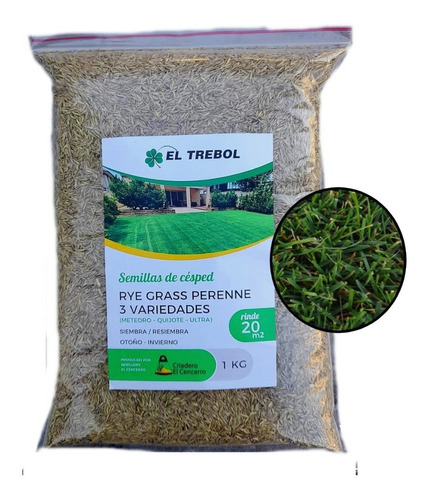 Rye Grass Perenne Blend 3 Variedades Cesped Bl. X 1 Kg
