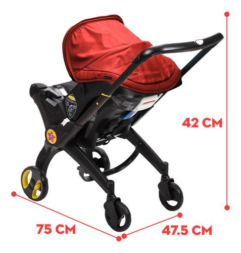 Carriola Convertible Mima2 Con Autoasiento Para Paseo Color Rojo Chasis Negro