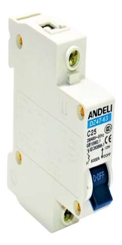 Interruptor Termomagnético Andeli Para Riel Din 1 Polo 25amp