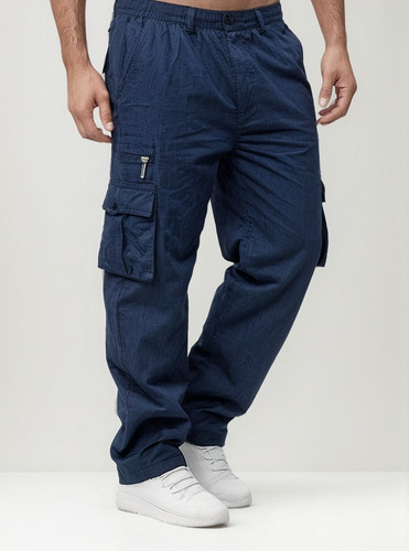 Pantalones Cargo Hombre Jogger Twill Elastane Puños Elástico