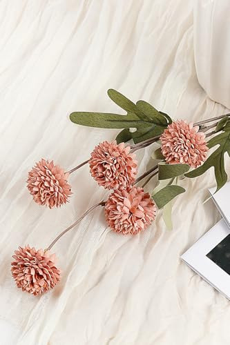 8 Piezas De Flores Artificiales De Crisantemo Pompon Con Ta