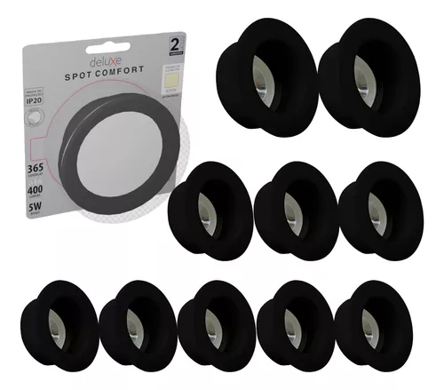 Kit 10 Spot Led 5w Comfort Embutir Redondo 4000k Preto Avant