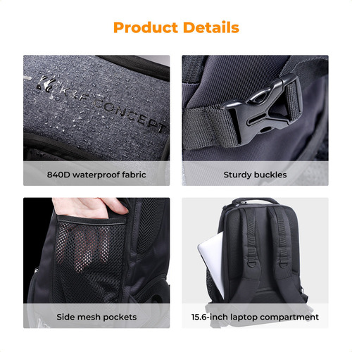 / K&f Concept Mochila Para Câmera 25l De Grande Capacidade