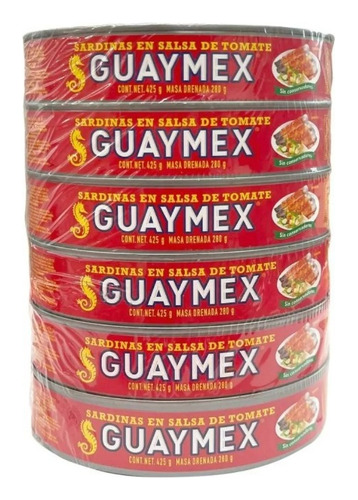 Sardinas Guaymex En Salsa De Tomate 6 Pzas De 425 G