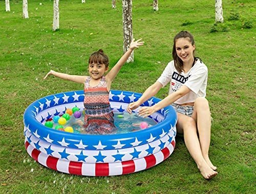 Paquete De 2 Piscinas Inflables Con Bandera Americana Niños