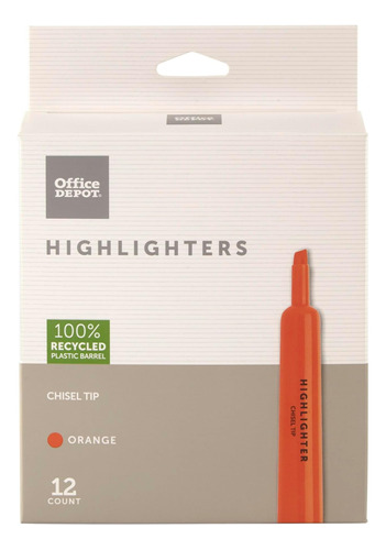 Office Depot Chisel-tip 100 % Plástico Reciclado, Naranja De