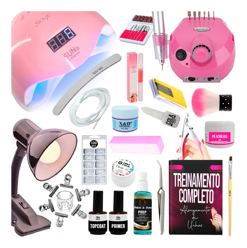 Kit Para Alongamento + Nail Dril Porquinho 35.000rpm + Curso