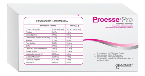 Proesse Pro 30 Tabs Suplemento A Base De Calcio Magnolia