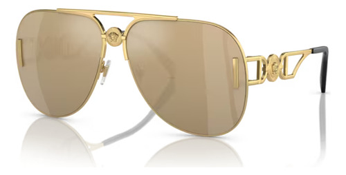 Gafas de sol Versace VE2255 100203 63 con montura dorada y negra, varilla dorada y dorada, espejo, diseño de piloto