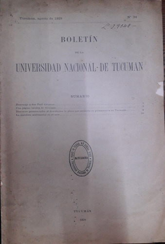 6187 Boletín De La Universidad Nacional De Tucumán- Homenaje