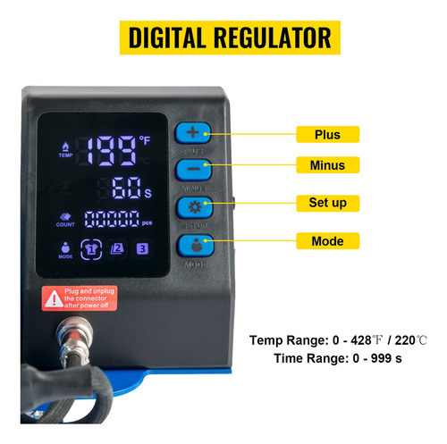 Vevor Prensa De Calor Para Vaso Sublimadora Taza Termo 500w Color Azul
