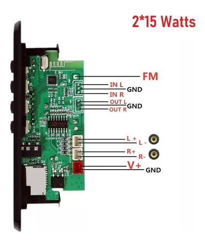 Imagen 4 de 6 de Lector Usb Mp3 Aux Fm Bluetooth Amplificado 30 Watts