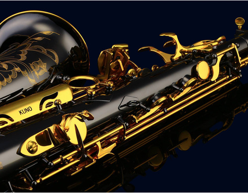 Saxo Alto Kuno Kas-901b Negro Con Llaves Doradas Profesional