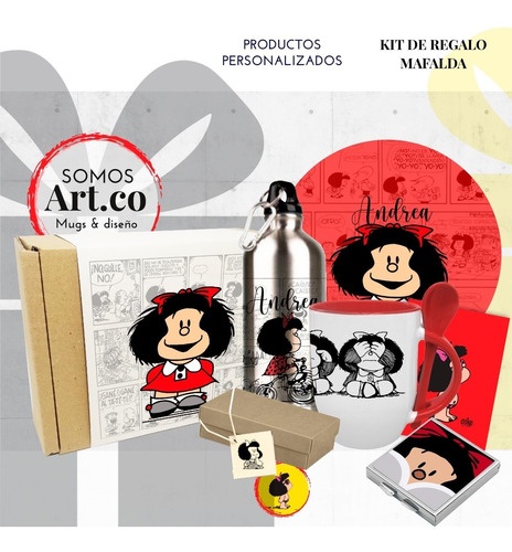 Mugs Mafalda / Kit De Regalo / Quino / Mug Con Cuchara