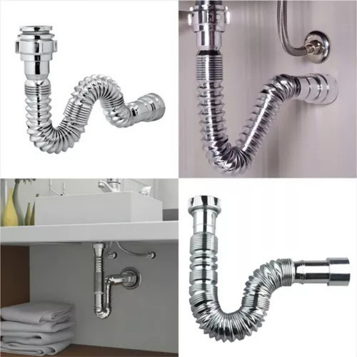 Kit 10 Sifão Cromado Extensivo 72cm Sanfonado Multiuso Wordlx Pia Banheiro Cozinha