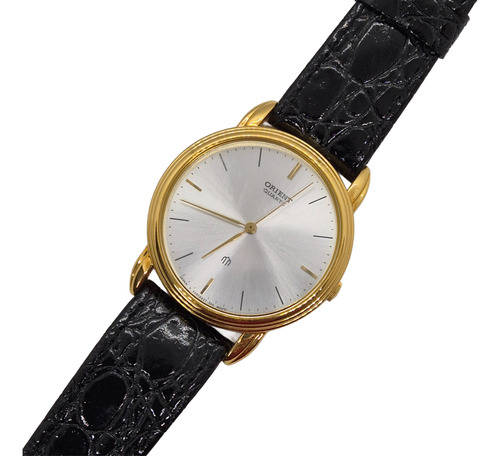 Reloj Orient H Cuarzo Enchapado Oro Con Cuero Negro Enchapado Negro O Blanco