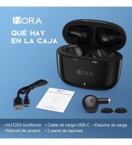 Audífonos Bluetooth Tws 1hora Tipo C Gran Calidad 6h Carga C