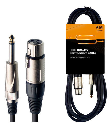Imagen 1 de 5 de Cable Xlr (cannon) Plug Profesional - 6 Metros Microfono