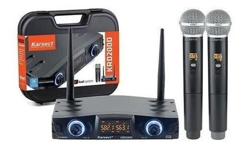 Imagem 1 de 4 de Microfone Duplo Mão Sem Fio Uhf Karsect Krd 200 Dm