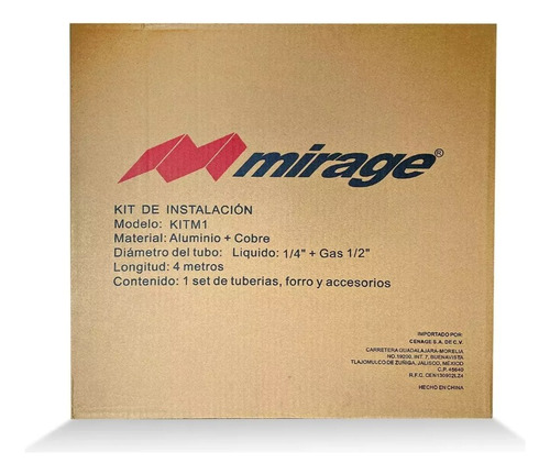 Kit De Instalacion Para Mini Split Mirage 1/4 Y 1/2- 4 Mts