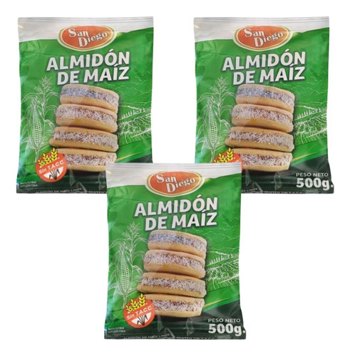 Almidon De Maiz Sin Tacc San Diego 500 Gr Pack X 3 Bolsas 