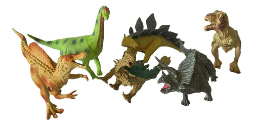 Kit Com 6 Dinossauros Brinquedo Infantil Sortidos