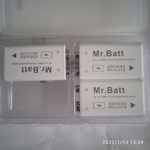 Batería 9 Volt Litium Mr. Bat 650 Mah Li-ion Recargable.